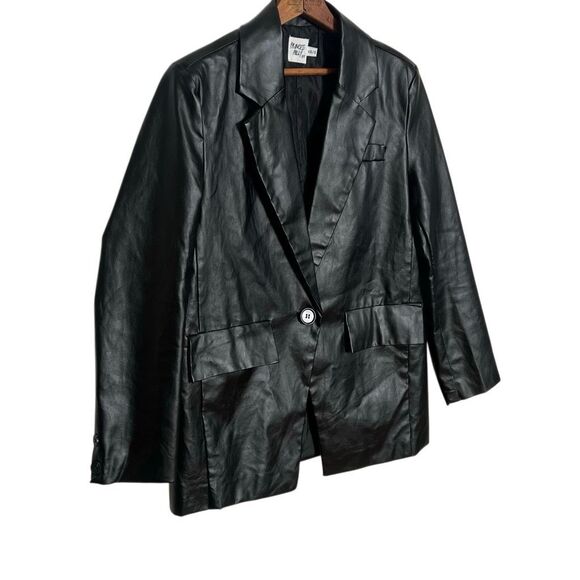 Princess Polly NWOT Jocelyn Faux Leather Single Button Blazer Black Size XS/S - Picture 3 of 11